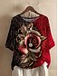 cheap T-Shirts-Women&#039;s T shirt Tee Flower Daily Floral Half Sleeve T shirt Tee Round Neck Print Basic Essential Red S / 3D Print