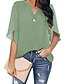 cheap Super Sale-Women&#039;s Solid Chiffon Office Blouse with V Neck