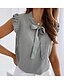 cheap Tops &amp; Blouses-Women&#039;s Blouse Shirt Polka Dot V Neck Tops Blue Blushing Pink Gray
