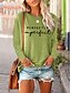 economico T-shirts-Per donna Informale maglietta Manica lunga Alfabetico Rotonda Stampa Hawaiano Top Largo Verde Nero Blu S