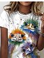 billige T-skjorte-Dame T skjorte Dyr 3D Daglig Helg Hvit Trykt mønster Kortermet Grunnleggende Rund hals Normal
