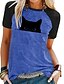 abordables T-shirts-Mujer Vestido camiseta Verde Trébol Azul Piscina Gris Claro Estampado Graphic Gato Casual Diario Manga Corta Escote Redondo Básico Regular Gato S
