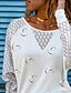 abordables Hauts les plus vendus-T shirt Tee Femme du quotidien Sortie Cœur Manches Longues Col Rond Dentelle basique Blanche Hauts Standard S