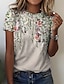 economico T-shirts-Per donna maglietta Verde primavera Bianco Avorio Stampa Floreale Informale Per eventi Manica corta Rotonda Essenziale Standard Astratto Pittura S