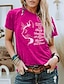 economico T-shirts-Per donna maglietta Blu Rosa Giallo Stampa Gatto Testo Informale Fine settimana Manica corta Rotonda Essenziale Cotone Standard Gatto Pittura S