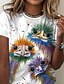 abordables Tee-shirt-Femme T shirt Tee Animal 3D du quotidien Fin de semaine Blanche Imprimer Manche Courte basique Col Rond Standard