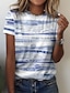 preiswerte T-shirts-Damen T Shirt Graphic Casual Wochenende Farbe Kurzarm T Shirt Rundhalsausschnitt Bedruckt Basic Grün Blau Purpur S / 3D-Druck