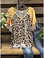 billige Best Selling Plus Size-Dame T skjorte Leopard Hjem Avslappet Daglig Kortermet T skjorte V-hals Trykt mønster Årgang Gul Lysebrun Kakifarget S