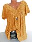 preiswerte Tops in Übergröße-Damen Hemd Bluse Schwarz Weiß Gelb Graphic Blumen Kurzarm Casual Täglich Basic Vintage Strand Design V Ausschnitt S