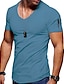 abordables Short Sleeve-Homme T shirt Tee Tee Col V Plein Normal Zippé Manche Courte Vêtement Tenue Muscle Essentiel