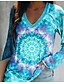 cheap Women&#039;s T-shirts-Women&#039;s T shirt Tee Light Blue Patchwork Print Rainbow Color Gradient Casual Sports Long Sleeve V Neck Beach Geometric Painting Regular Fit