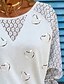 abordables Hauts les plus vendus-T shirt Tee Femme du quotidien Sortie Cœur Manches Longues Col Rond Dentelle basique Blanche Hauts Standard S