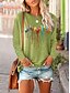 abordables T-shirts-Mujer Casual Camiseta Gato Manga Larga Gato Animal Escote Redondo Estampado Hawaiano Tops Corte Ancho Verde Trébol Negro Azul Piscina S