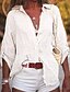 baratos Tops &amp; Blouses-Mulheres Camisa Social Blusa Tecido Preto Branco Rosa Manga 3/4 Diário Final de semana Roupa de rua Casual Colarinho de Camisa Normal