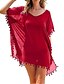 economico Cover-Ups-Per donna Costumi da bagno Prendisole Abito da spiaggia Normale Costume da bagno Colore puro Nappa Verde Bianco Rosa Vino Rosso Spacco a V Costumi da bagno Festività Di tendenza nuovo