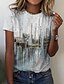 billige T-shirts-Dame T skjorte Rosa Blå Lilla Trykt mønster Grafisk Avslappet Helg Kortermet Rund hals Grunnleggende Normal Abstrakt Maling S
