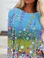 abordables Tee-shirt-Femme T shirt Tee Tunique Graphic Floral 3D Rose Claire Bleu Violet Imprimer manche longue du quotidien Fin de semaine Tuniques basique Col Rond Standard Automne hiver