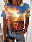 cheap T-Shirts-Women&#039;s T shirt Tee Scenery Tie Dye 3D Casual Holiday Weekend Abstract Painting Short Sleeve T shirt Tee Round Neck Print Basic Essential Blue S / 3D Print