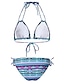 abordables Bikinis-Mujer Bañadores Bikini 2 piezas Normal Traje de baño Espalda al Aire Correa A rayas Tropical Raya Floral Azul Piscina Color Morado Acolchado Trajes de baño Sexy Moda Sensual