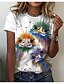 economico T-Shirt-Per donna maglietta Animali 3D Giornaliero Fine settimana Bianco Stampa Manica corta Essenziale Rotonda Standard