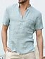 cheap Short Sleeves-Men&#039;s Short Sleeve Linen Beach Shirt Solid Color