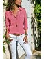 abordables Tops &amp; Blouses-Mujer Tallas Grandes Blusa Camisa Un Color Manga Larga Cuello Camisero Básico Tops Negro Morado Rosa