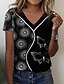 cheap T-Shirts-Women&#039;s T shirt Tee Black Print Butterfly Casual Weekend Short Sleeve V Neck Basic Regular Butterfly Painting S