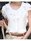 preiswerte Tops &amp; Blouses-Damen Hemd Bluse Chiffon Glatt Rüsche Casual Täglich Elegant Vintage Modisch Ärmellos Rundhalsausschnitt Weiß