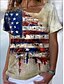 preiswerte T-shirts-Damen T Shirt Khaki Patchwork Bedruckt Fahne Casual Täglich Kurzarm V Ausschnitt Basic Standard S / 3D-Druck