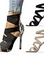 billige Sandals-kvinders hæle sandaler sexede sko stiletter dyremønstret sommer højhælet stilethæl åben tå elegant sexet afslappet mikrofiber lynlås sort beige