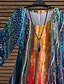 preiswerte Best Selling Plus Size-Damen Übergröße Oberteile Bluse Hemd Farbverläufe Schmetterling 3/4 Ärmel Bedruckt Strassenmode Rundhalsausschnitt Baumwoll-Spandex-Trikot Täglich Festtage Herbst Frühling Weiß Blau