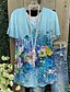 abordables T-shirts-Mujer Camiseta Floral Leopardo Casual Festivos Fin de semana Flor Pintura Manga Corta Camiseta Escote Redondo Estampado Básico Blanco Negro Azul Piscina S / Impresión 3D