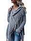 cheap Cardigans-Women&#039;s Cloak Capes Solid Color Tassel Knitted Stylish Vintage Style Basic Long Sleeve Loose Sweater Cardigans Fall Winter Crew Neck Army Green Khaki Light gray / Going out / Beach