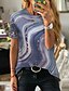 baratos T-shirts-Mulheres Camiseta Gráfico Casual Final de semana Abstrato Pintura Manga Curta Camiseta Decote Redondo Imprimir Básico Verde Azul Roxo S / Impressão 3D