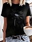 abordables T-shirts-Mujer Camiseta Floral Casual Festivos Fin de semana Estampado Negro Manga Corta Básico Escote Redondo