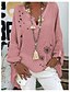baratos Tops &amp; Blouses-Mulheres Blusa Camisa Social Floral dandelion Flor Manga Longa Decote V Blusas Superdimensionado Algodão Branco Roxo Rosa