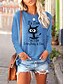 abordables T-shirts-T shirt Tee Femme Vert Bleu Rose Claire Imprimer Chat Lettre Casual Manches Longues Col Rond Hawaïen Longue Ample Chat S