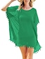 economico Cover-Ups-Per donna Costumi da bagno Prendisole Abito da spiaggia Normale Costume da bagno Colore puro Nappa Verde Bianco Rosa Vino Rosso Spacco a V Costumi da bagno Festività Di tendenza nuovo