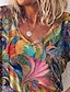 abordables T-shirts-Mujer Camiseta Graphic Animal Floral Arco Iris Manga Corta Casual Diario Vintage Básico Étnico Escote en Pico