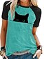 cheap T-Shirts-Women&#039;s T shirt Dress Green Blue Light gray Print Graphic Cat Casual Daily Short Sleeve Round Neck Basic Regular Cat S