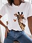 economico T-shirts-Per donna maglietta Cotone 100% cotone Giraffa Nero Bianco Giallo Stampa Manica corta Informale Fine settimana Essenziale Rotonda Standard