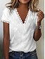 billige T-shirts-Dame T skjorte Hvit Gul Blå Blonde Blonder عادي Avslappet Helg Kortermet V-hals Grunnleggende Normal S