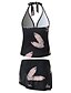 cheap Tankini-New Plus Size Halter Swim Dress Tankini Black Tree Print