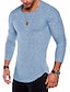 preiswerte Men&#039;s-Herren T Shirt langarmshirt herren Pit-Strip einfarbig Bogensaum Rundhals-Herren-T-Shirt mit Rundhalsausschnitt