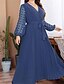 cheap Plus Size Dresses-Women&#039;s Plus Size Solid Color Holiday Dress V Neck Long Sleeve Casual Fall Spring Daily Holiday Maxi long Dress Dress