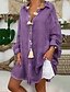 cheap Tops &amp; Blouses-Women&#039;s Blouse Shirt Blue Purple Gray Button Plain Holiday Weekend Long Sleeve Shirt Collar Streetwear Casual Long S