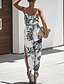 cheap Jumpsuits &amp; Rompers-Women&#039;s Jumpsuit Floral Drawstring Casual V Neck Harem Daily Holiday Spaghetti Strap Regular Fit White Wine Army Green S M L Spring