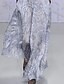 billige Afslappede kjoler-Dame Maxi lang kjole Swing Kjole Blå Langærmet Med bælte Trykt mønster Trykt mønster Krave Efterår Vinter Afslappet 2022 S M L XL XXL 3XL