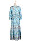 baratos Dresses-Mulheres Vestido Swing Vestido Boho Vestido midi Meia Manga Floral Botão Primavera Outono Decote V Férias Ajuste Largo 2023 S M L XL