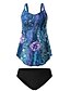 cheap Tankini-Women&#039;s Swimwear Tankini 2 Piece Normal Swimsuit Print Floral Print High Waisted Purple V Wire Padded Bathing Suits Vacation Sexy Sports / Strap / New / Strap